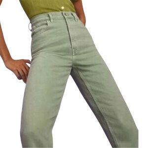 Everlane Way-High Slim Moss Green Jeans (short)